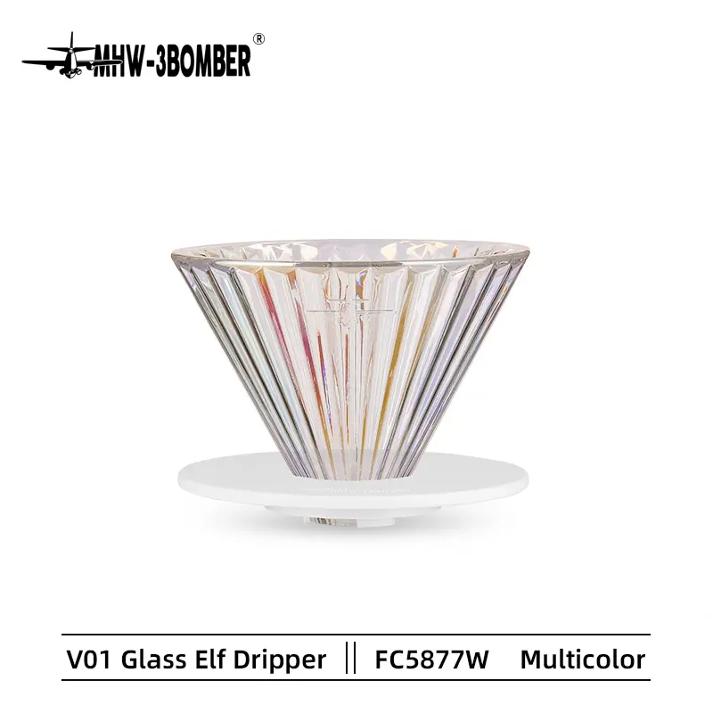 MHW-3BOMBER Elf Glass Dripper (Aurora Multicolor - White Base)